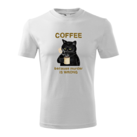 lifetrend.hu, póló, vicces, kávé, fekete macska, kávézó macska, coffee, black cat, cat with coffee