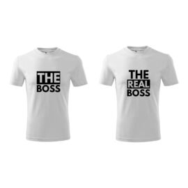 ajándék, egyedi, vicces, póló, páros póló,  The Boss, főnök, igazi főnök