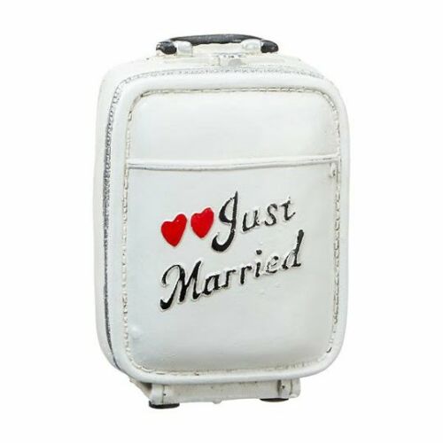 lifetrend.hu, ajándék, Bőrönd formájú persely - Just Married, ifjú pár, esküvő, bőrönd, just married, friss házasok, házaspár, persely