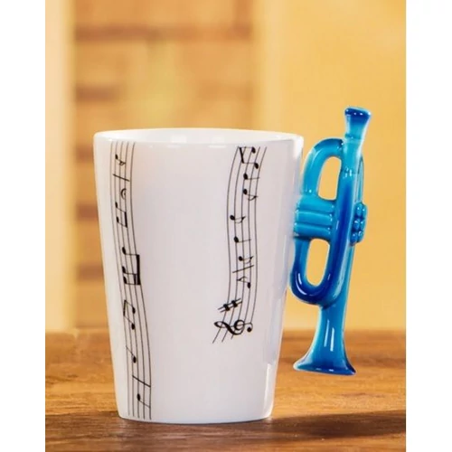 ajándék, bögre, zene, zenész, trombita, porcelán